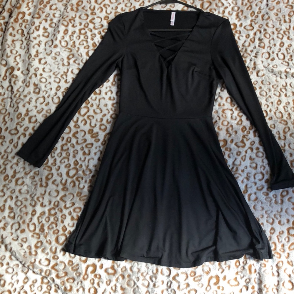 Xhileration - Black - cross front skater dress